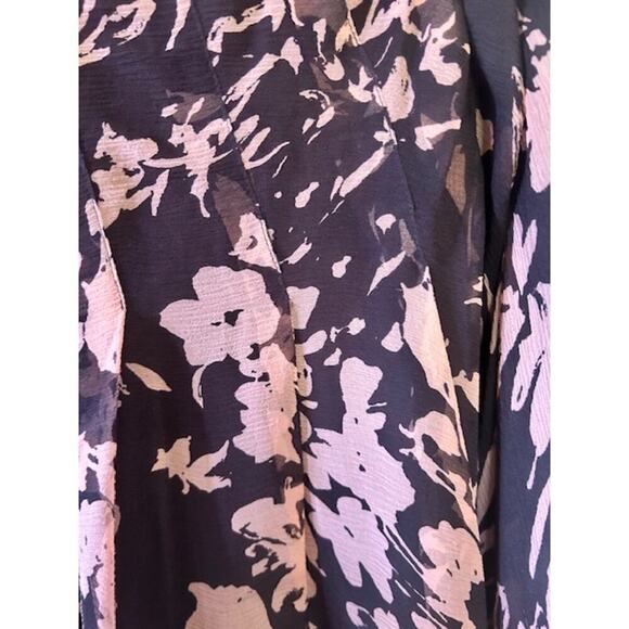 100% Silk Floral A-Line Skirt - Brown & Coral - Size 12 - Picture 3 of 5